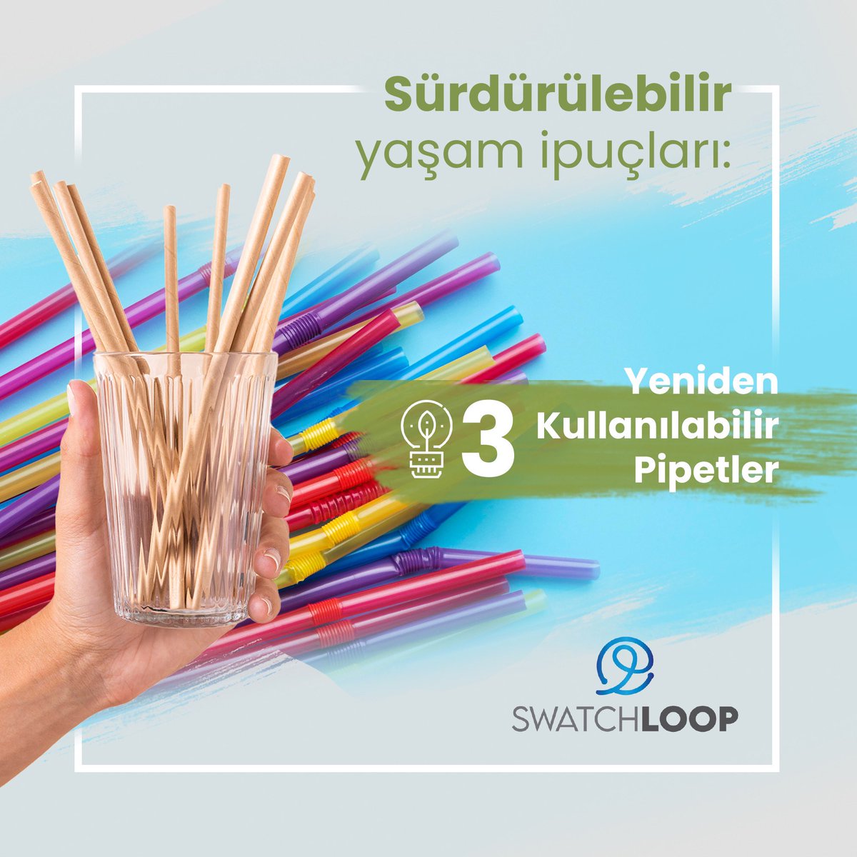 Take a sustainable step by slowly eliminating plastic straws from your life! Use paper, metal or glass straws to help save the planet!
Plastik pipetleri kullanmayarak sürdürülebilir bir adım atın! Gezegeni korumaya yardımcı olmak için cam, kağıt veya metal pipet kullanabilirsiniz