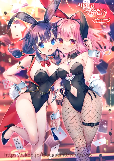 skeb納品しました!ありがとうございましたバニーガールって実は結構初めて描いたレベルかもしれないです aaaaam0さんのコミッション「こちらのあもさんのオリジナルの女の子二人のえっちなバニーガールのイラストをお願いします!!卯年なので! 