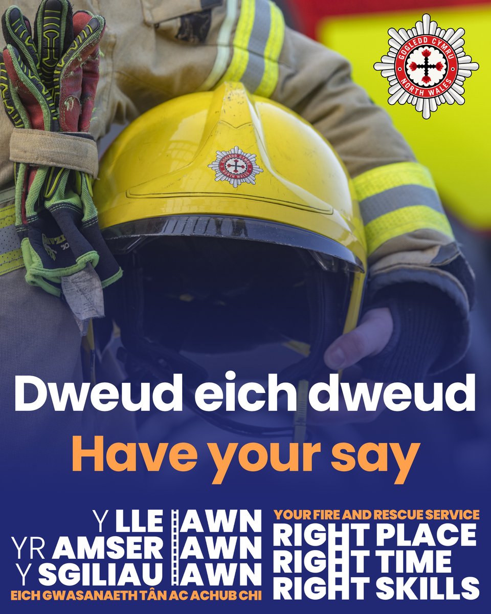 Today sees the launch of our public consultation on the future provision of emergency cover services 🚒in North Wales. Tell us what YOU think - to take part visit our website 👉 ow.ly/FUzy50PhfJk Open until midnight 22 September #RightPlaceRightTimeRightSkills