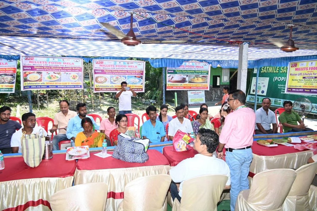 Millets Food Mela Organised by NYK Coochbehar in collaboration with @SatmileO on dt. 20.07 2023  encouraging youths to add millets in their diets. 
#millets #MissionLiFE #Lifestyleforenvironment 
@Nyksindia 
@YASMinistry 
@NisithPramanik 
@ianuragthakur