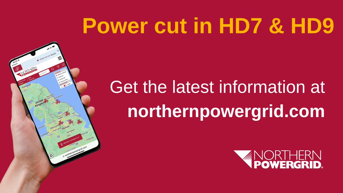 Northpowergrid's tweet image. #Powercut in #HD7 &amp;amp; #HD9 affecting 862 customers. #TeamPowergrid are working hard to restore power and estimate to have all customers restored by 10.30am. Report your power cut online to be kept updated at northernpowergrid.com/power-cuts-map.