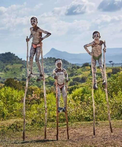 Tribes who walk on stilts to avoid being attacked by wild animals