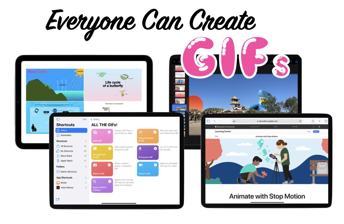 Want to learn more about GIFs?

#GIFs are similar to stop motion animations, making them perfect for Ts &amp; Ss to show steps in a process or unpacking a concept.

Did you know you can easily create GIFs with @AppleEdu #Keynote &amp; #Shortcuts?

More info here: bit.ly/TLCNews21July23