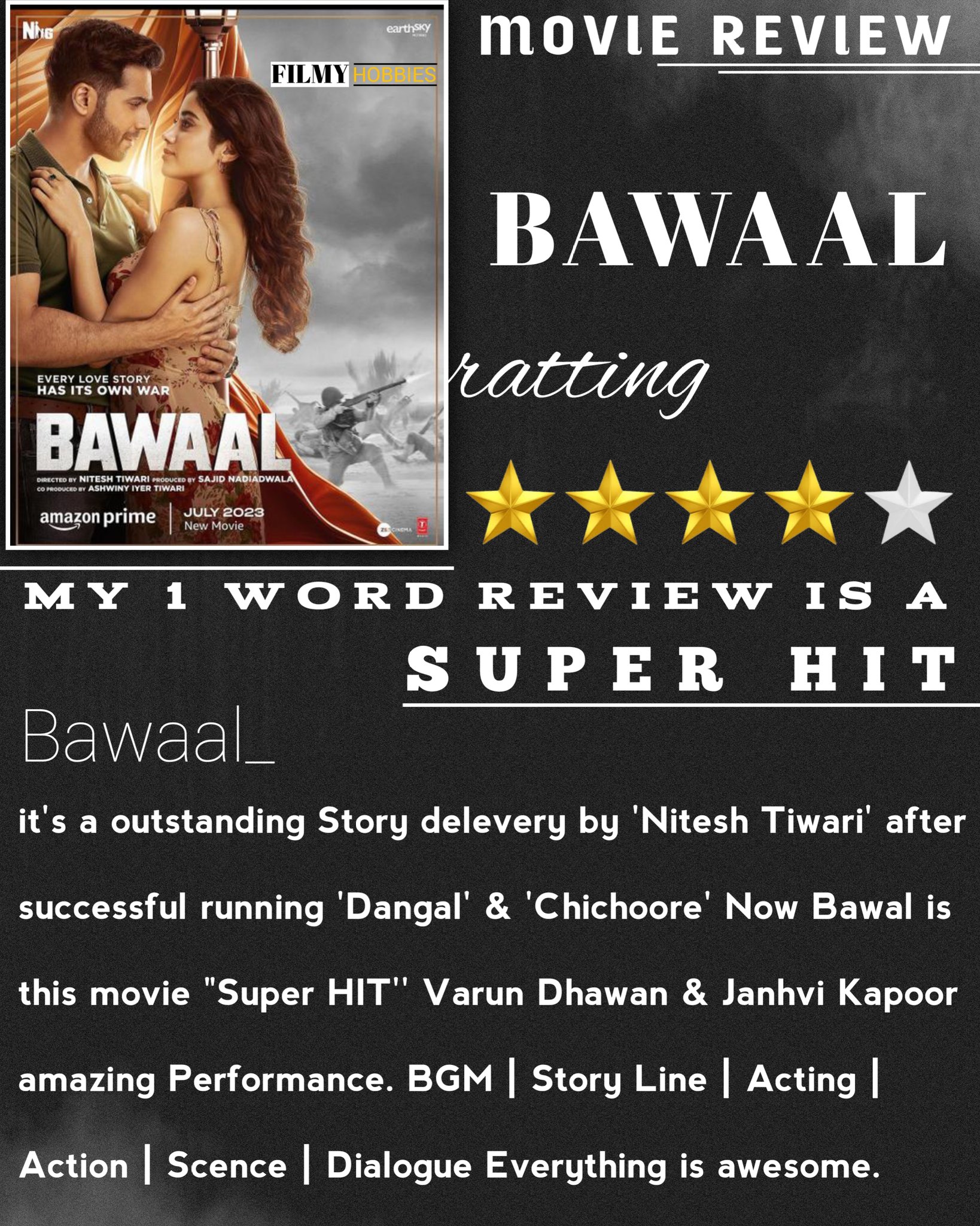 Filmy Hobbies on Twitter: "#MovieReview [ #BawaalReview ] Ratting:- 4.5(02)