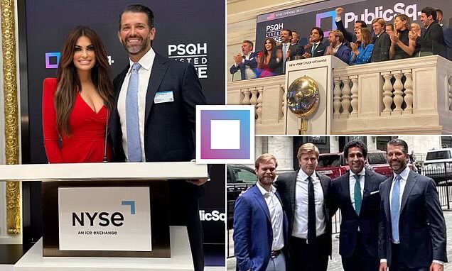 Donald Trump Jr., Kimberly Guilfoyle, Omeed Malik ring bell at New York Stock Exchange to celebrate anti-woke Amazon alternative PublicSq marketplace going public https://t.co/4wbGJxA8RB