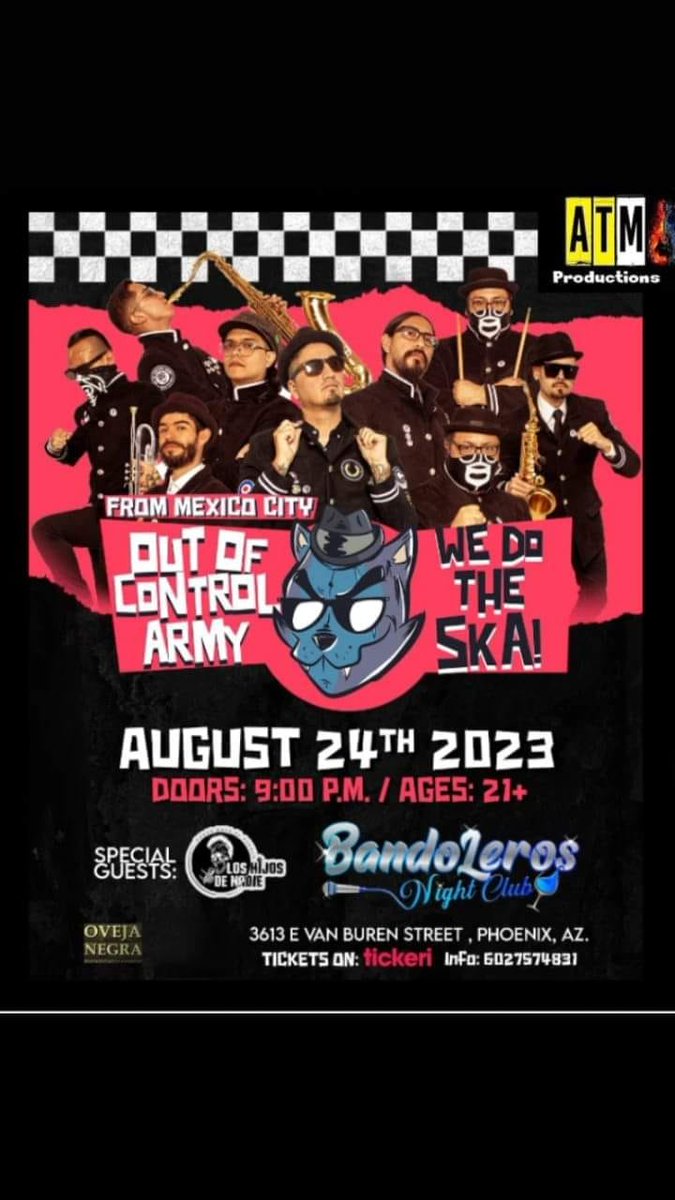 rockerosvip's tweet image. Compra tus boletos...hoy
#outofcontrolarmy 
#loshijosdenadiepunkband 
ATM Productions

buff.ly/2EeMN1e

Ska al 100 en la finiquera no te lo puedes perder.