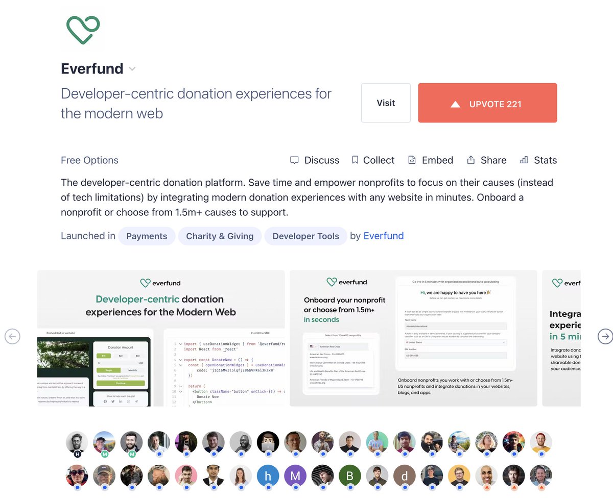 Launch day on <a href="/ProductHunt/">Product Hunt 😸</a> is one wild ride! 🎢 The competition is fierce, but the support for <a href="/_everfund/">💚 Everfund</a>'s debut has us beaming with gratitude. As this epic day comes to a close, a massive shoutout to all the incredible folks who rallied behind us with upvotes and excitement.