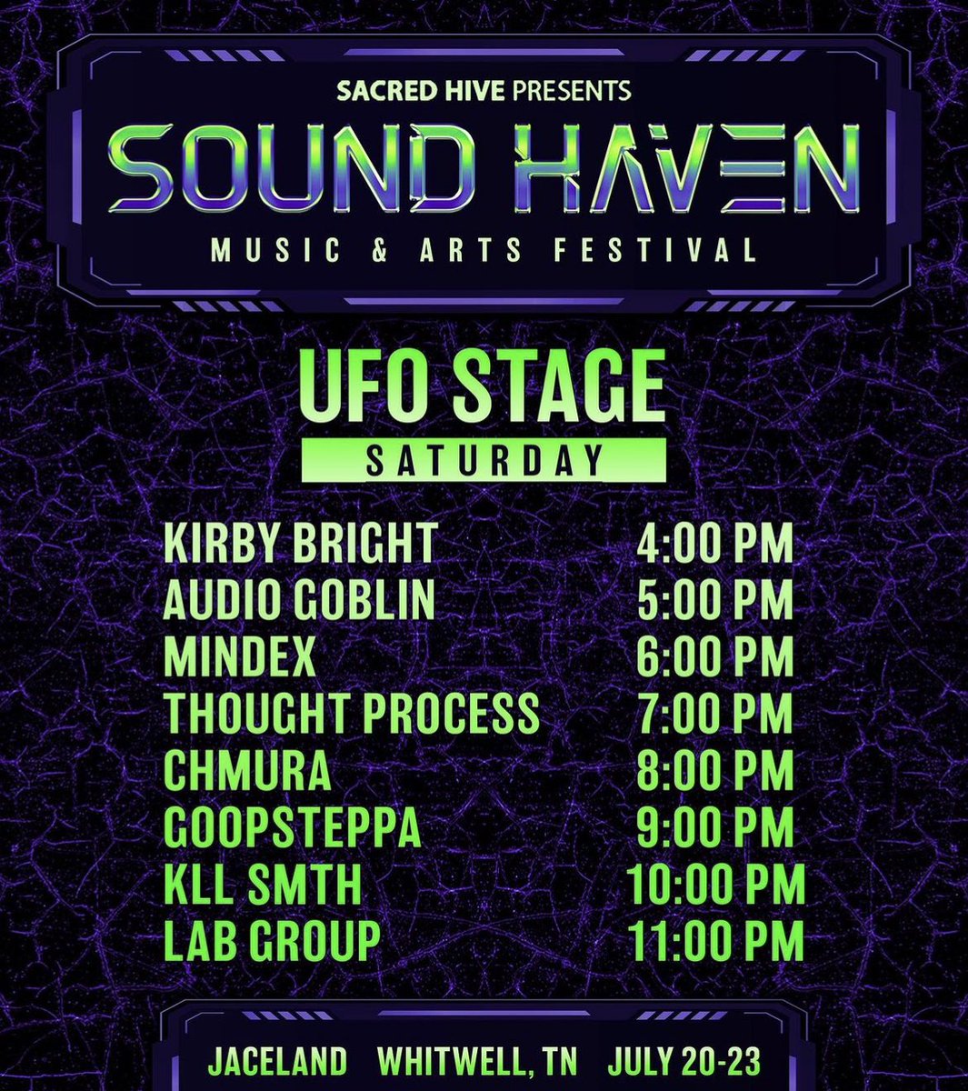 ElectricEvents_'s tweet image. Saturday Set Times @SoundHavenFest