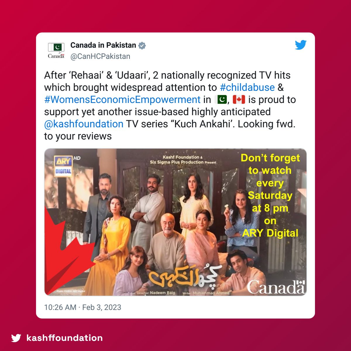 #KuchAnkhai wouldn’t be possible without assistance from the Canadian Government &amp; Global Affairs Canada. Thank you for supporting us to make Pakistan an inclusive space for women and championing their rights. #kashf #globalaafairscanada <a href="/CanHCPakistan/">Canada in Pakistan</a> <a href="/GAC_Corporate/">Global Affairs Canada</a>