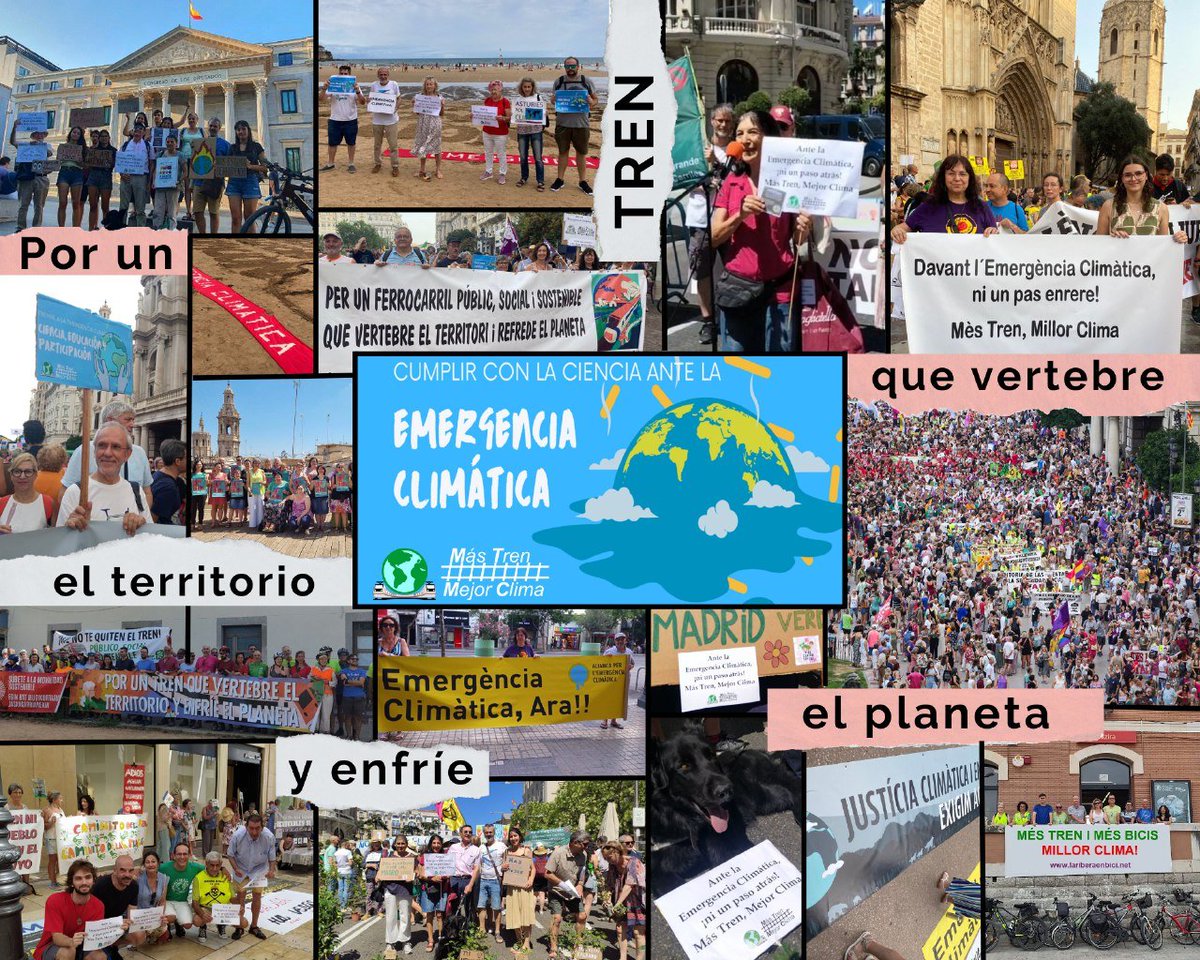 Aquí una muestra de las movilizaciones en los distintos territorios por la campaña #MasTrenMejorClima que emplaza hasta hoy, 21J, a los partidos políticos a pronunciarse sobre la #EmergenciaClimatica y la #MovilidadSostenible en sus políticas