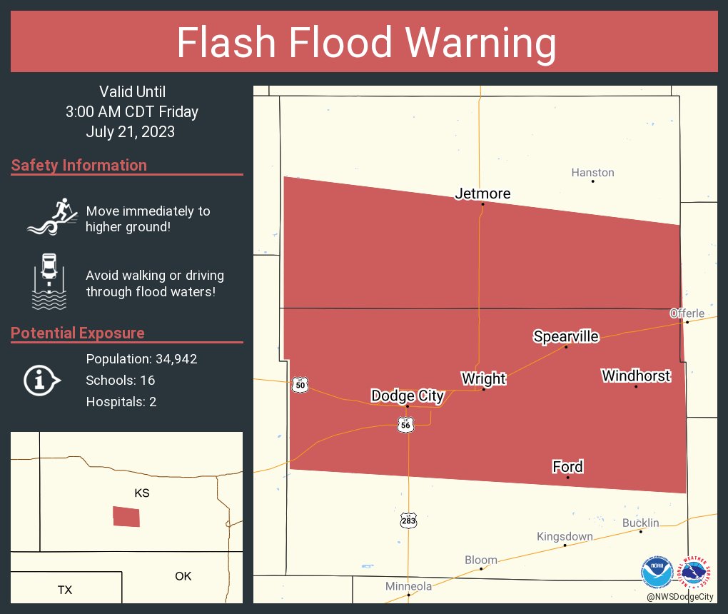 NWS Dodge City on Twitter "Flash Flood Warning including Dodge City KS