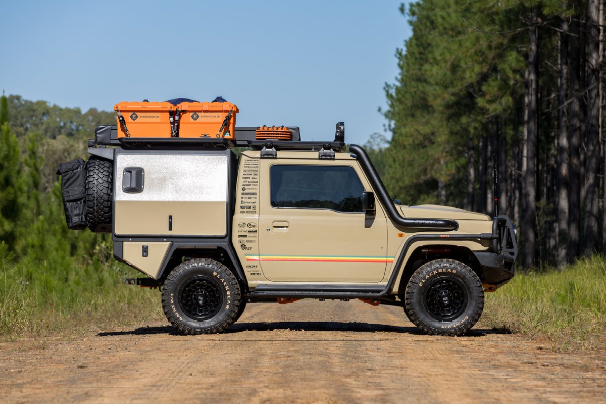 JaMtoka's tweet photo. Who’d have thought, in their wildest dreams, that a Suzuki Jimny, one of the smallest 4X4s on the market, could be transformed into an uber-capable, touring ready, half-sized version of a Land Cruiser 79 Series pickup? https://t.co/0IObRhEAvX