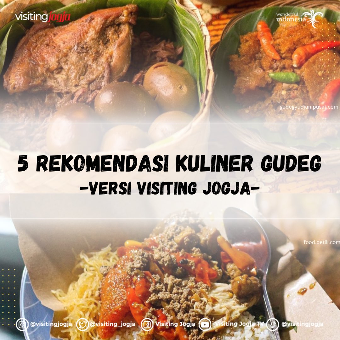 #SobatVisitingJogja kuliner satu ini walopun mainstream tapi susah loh dilupain (rasanya) xixixi Nih Mimin spills beberapa rekomendasi destinasi kuliner gudeg yang bisa kalian cobain pas di Jogja! Favorit kalian yang mana nih?