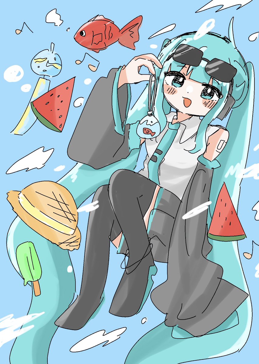 初音ミク「夏ミク  #初音ミク」|futonのイラスト