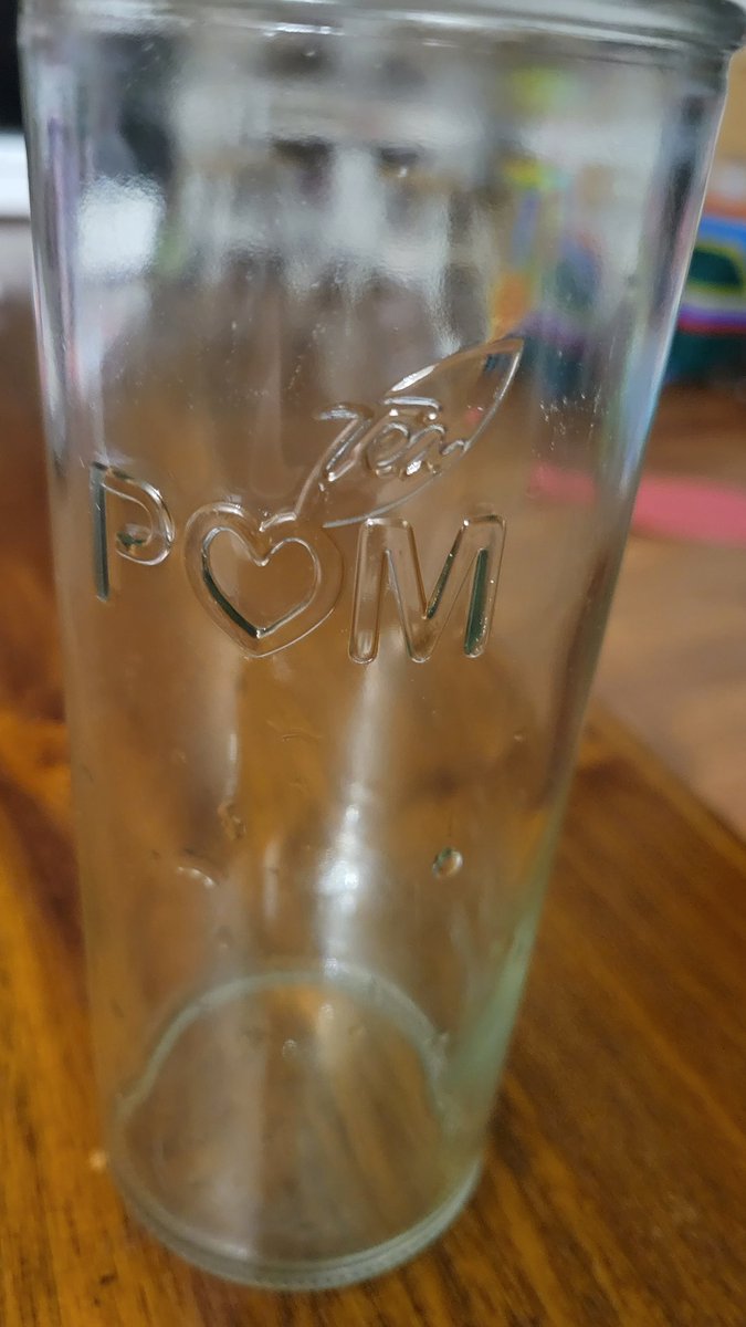 One of my favorite water glasses, from <a href="/pomwonderful/">POM Wonderful</a> when they came in glass containers. I had one with a printed logo but it's faded now. 18+ years, from my first job <a href="/ThriftyFoods/">Thrifty Foods</a> and still my go to glass