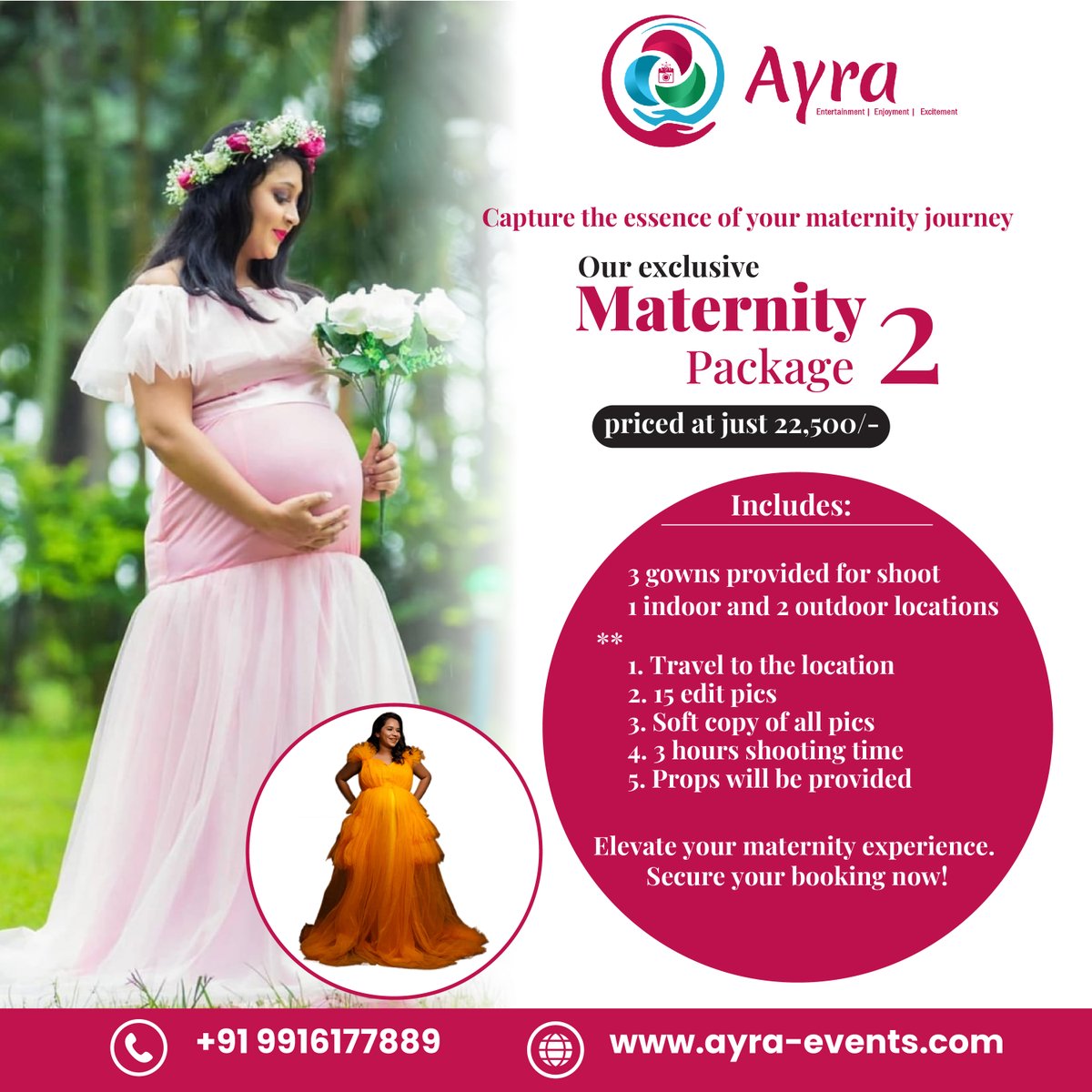 ayra_eee's tweet photo. Our exclusive Maternity Package 2 is designed to make your experience truly unforgettable, priced at just 22,500/-
98867 53889 | https://t.co/iS1B6QeXTh

#ayraevents #besteventmanagementcompany #EventPlanning #EventManagement #EventPhotography #ProfessionalPhotography https://t.co/33chVzgei0