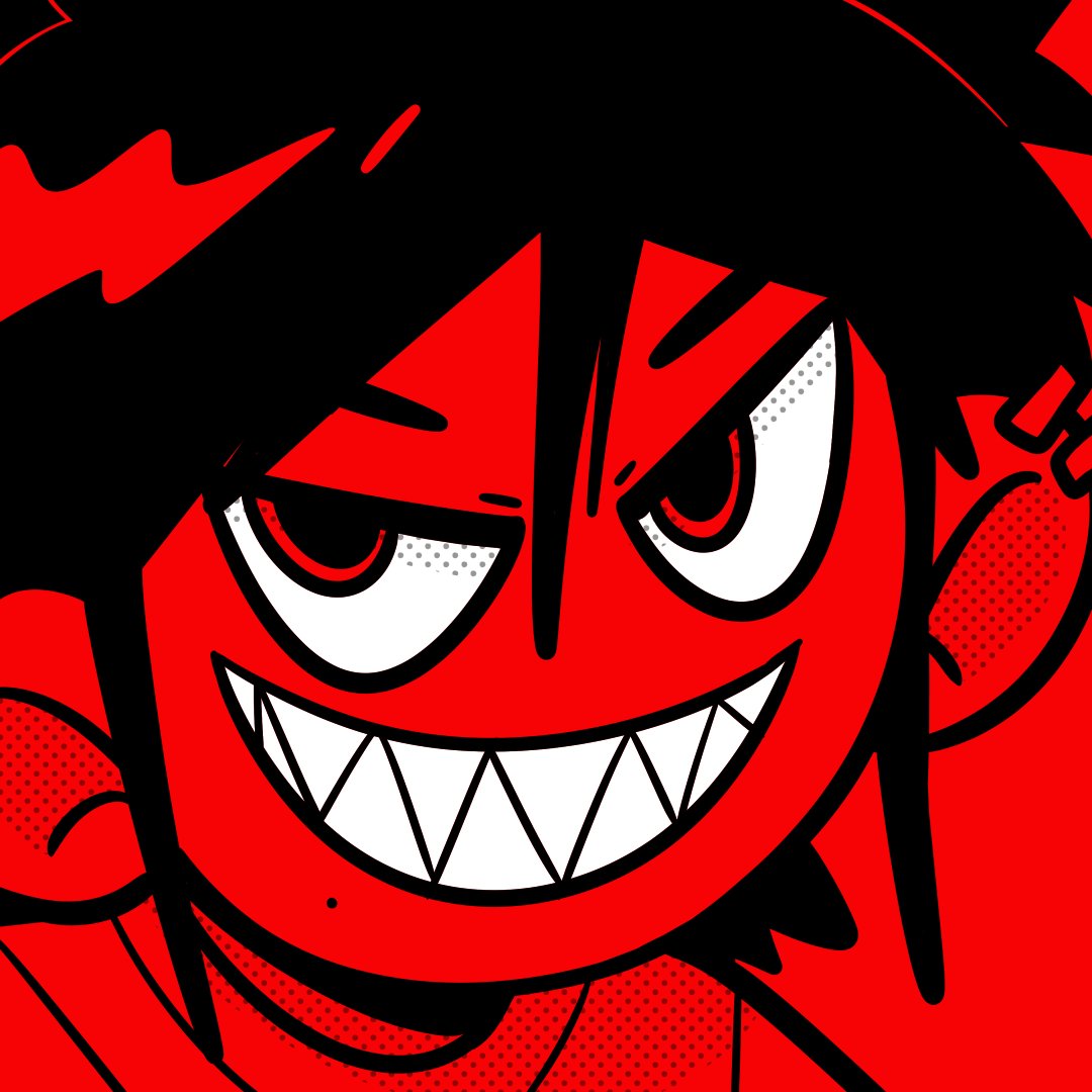sharp teeth smile teeth red theme solo grin 1boy  illustration images