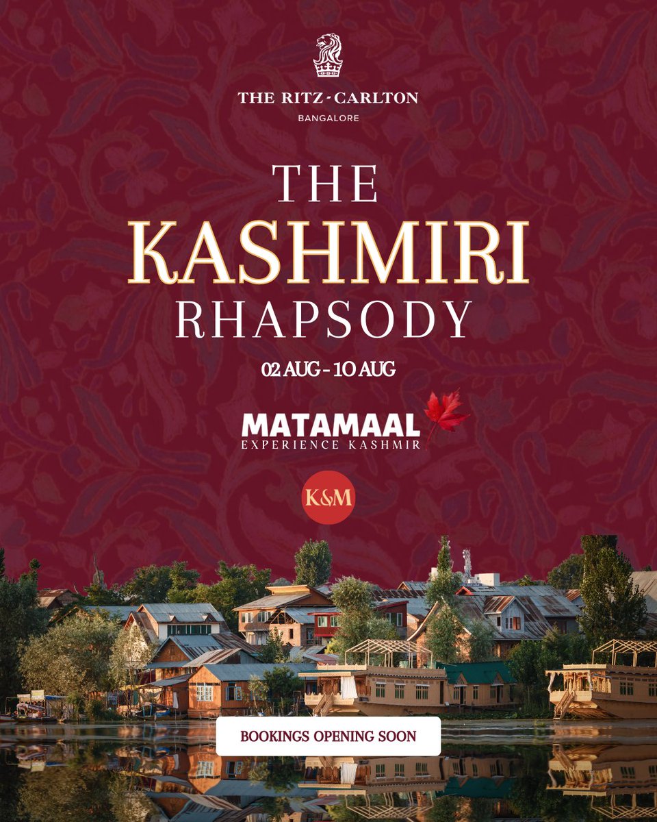 Bangalore, are you ready? Matamaal is coming to Ritz-Carlton from the 2nd to 10th of August to showcase the Best of Kashmiri Cuisine & Culture. Look forward to seeing you all!