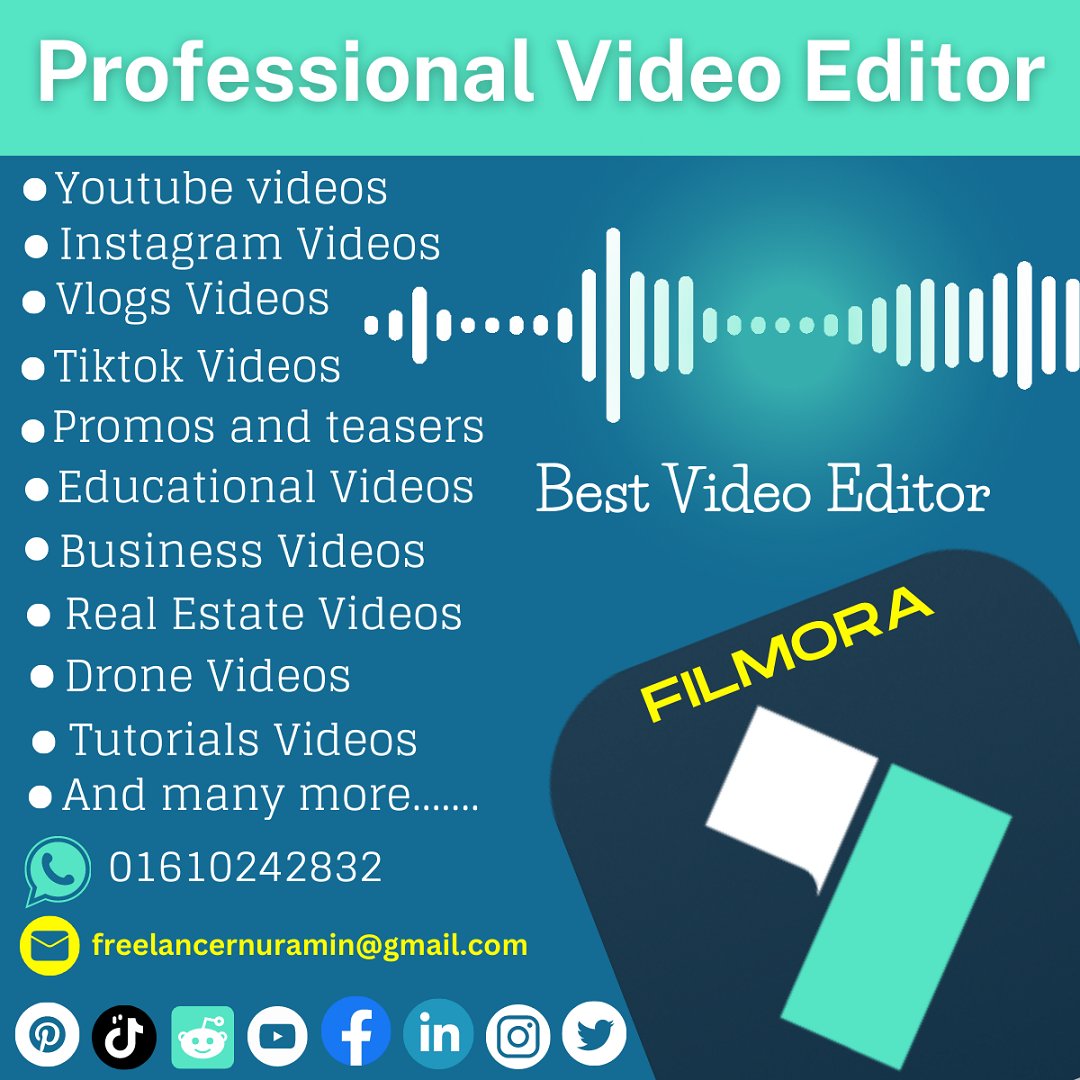 NuraAminIslan's tweet image. Are You Looking For Someone Who is a Professional video editor Expert? Yes, I am an Expert on This. so, you can test my service. I will offer you a video editing service that can deliver in 24 hours.

#youtubevideos #vlogsvideos #instagramvideo #businessvideos #realestatevid
