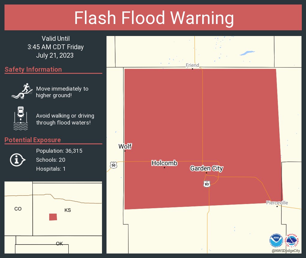 NWS Dodge City on Twitter "Flash Flood Warning continues for Garden