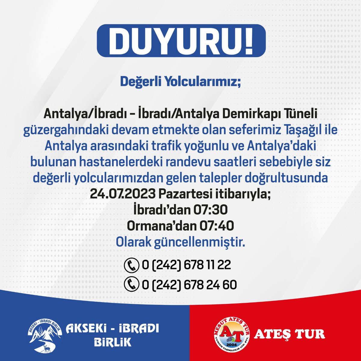 aksekitur's tweet photo. Yolcularımızın Dikkatine! https://t.co/NTuGZ2wRjE
