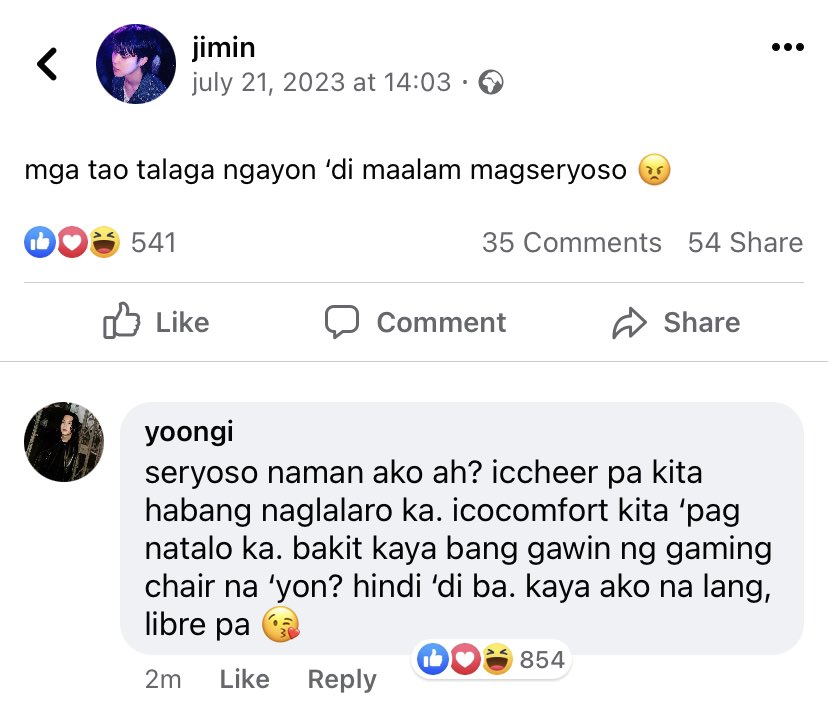 prodtokki's tweet photo. filo #yoonminau wherein naghahanap si jim1n ng gaming chair at nakita ito ni yoong1 na may gusto sa kanya. https://t.co/XFhAKv2u4n