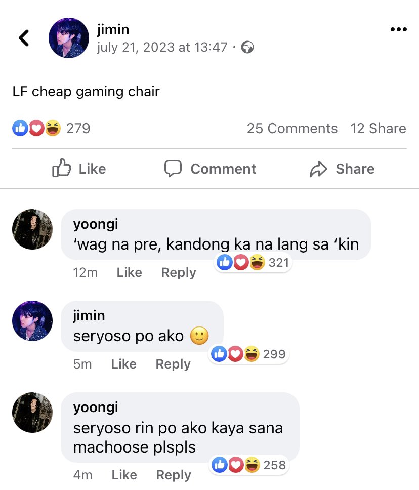 prodtokki's tweet photo. filo #yoonminau wherein naghahanap si jim1n ng gaming chair at nakita ito ni yoong1 na may gusto sa kanya. https://t.co/XFhAKv2u4n