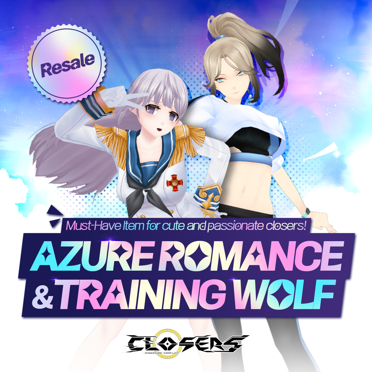 ClosersGame's tweet photo. Training Wolf by Team returns, with Aeri added to the Rattus family!
Or feed into amorous desires with Azure Romance!
Many options for you from July 26th. Take a look: https://t.co/enR88xj9md
#CostumeAdded #TrainingWolf #AzureRomance #closers #ClosersOnline #naddic https://t.co/pkvXjext5H