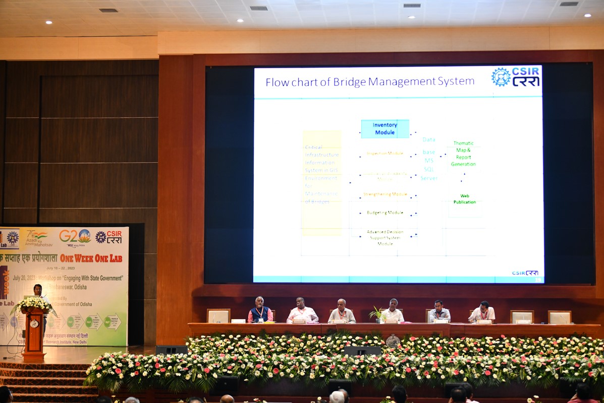 CSIRCRRI's tweet photo. On the day 5 of #OneWeekOneLab in #Bhubaneswar, Er. G. K. Sahu, Chief Scientist, @CSIRCRRI, delivered an engaging presentation during the #BridgeMaintenanceManagement session, shedding light on the latest advancements.
#IPConclave2023 #CRRI #OWOL #CSIRCRRI #CSIR #innovation https://t.co/ygzgxyJICG