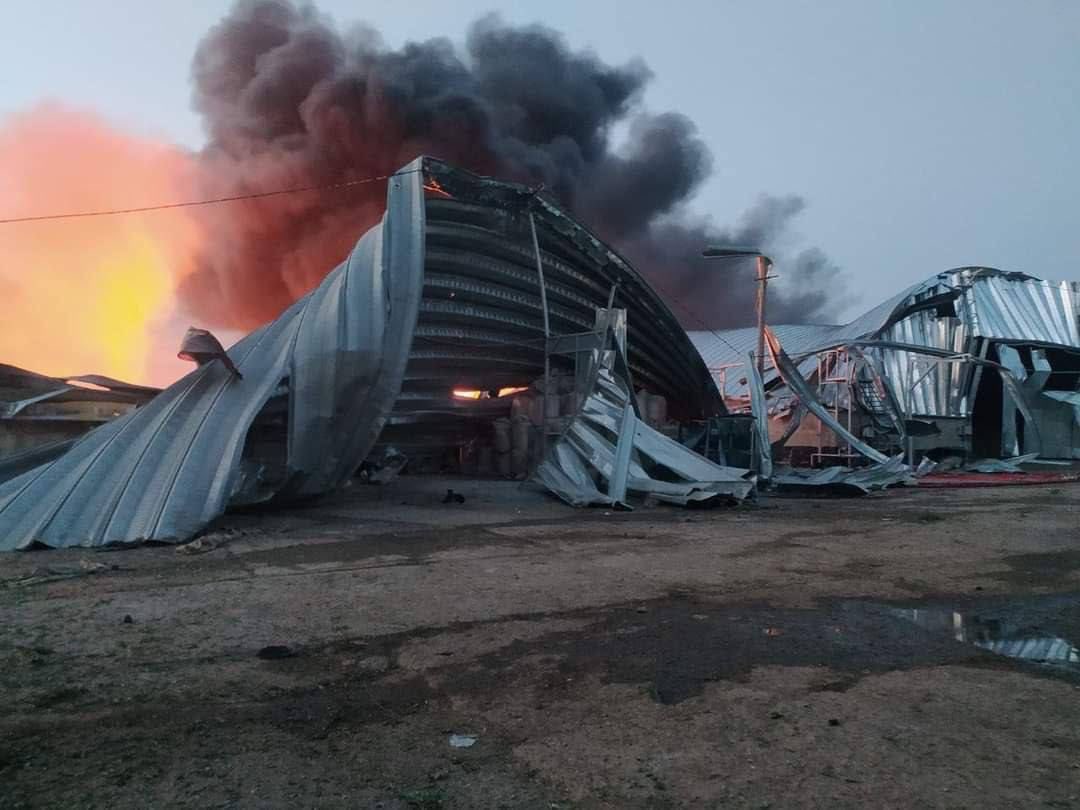 sternenko's tweet photo. Odesa region. 

Russians destroy grain terminals. The world is silent. https://t.co/G6ABPmxM4l