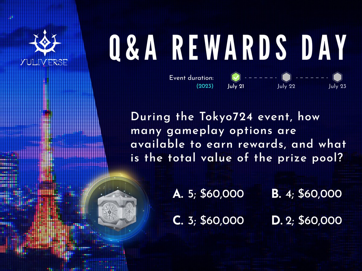 📣 Day 1 of our#YuliQuiz is here!🎉

🎁 Stand a chance to WIN a  Prototype NFT! 🎁
Here's how to enter:

1️⃣ Answer in the comments below.
2️⃣ Follow <a href="/TheYuliverse/">Yuliverse</a>
3️⃣ RT &amp; tag 3 

🎁🏆Meanwhile, Social Task🏃🏻 still on going
Join here: trantor.xyz/carnival/21