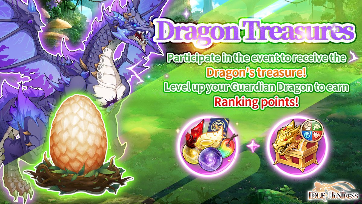 🦕Hatch Dragon Eggs to get a variety of rewards, including Dragon Choice Packs and dragon training items!🦕
📅Event Time:  
Server time (UTC-5): 7/24/2023, 5:01 ~ 7/26/2023, 22:00  
Central European Time (UTC+1): 7/24/2023, 11:01 ~ 7/26/2023, 4:00
