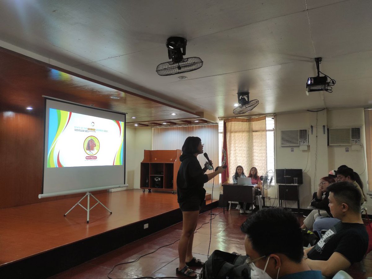 pupcocdakom's tweet photo. 𝗡𝗚𝗔𝗬𝗢𝗡 | Kasalukuyang ginaganap ang State of the COCians Address 2023 sa Audio-Visual Room ng PUP College of Communication ngayong hapon, July 21. https://t.co/HrD0lh8VU6