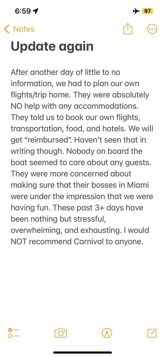 riley_jamison's tweet photo. @mbaxterschaffer @CarnivalCruise @CCLSupport @CarnivalPR We are on the same boat and this is what happened today. https://t.co/c05HWFgWLq