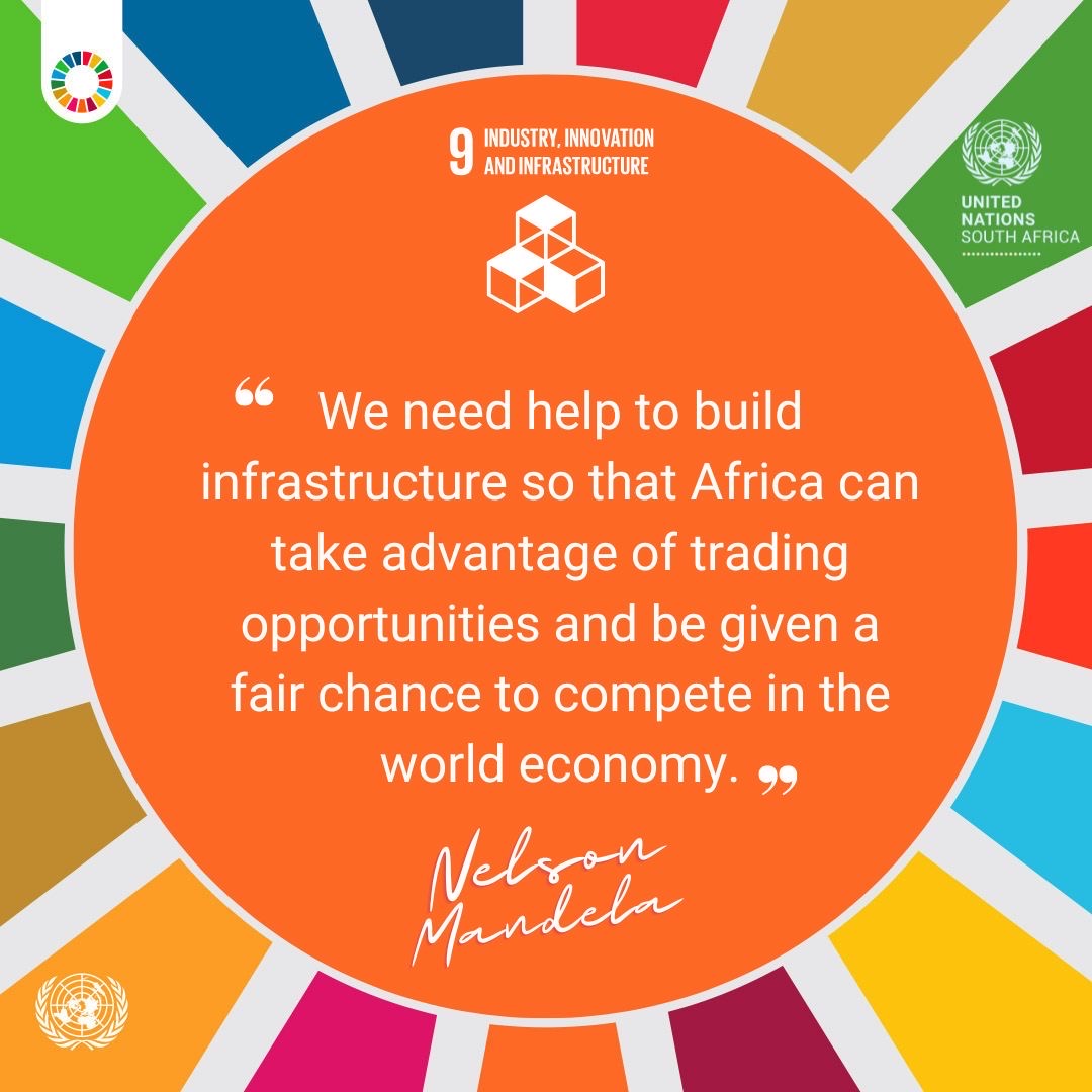 UNinSouthAfrica's tweet image. Achieving #SustainableDevelopmentGoal 9 is crucial for fostering innovation &amp;amp; infrastructure. By investing in resilient transportation, energy systems &amp;amp; technological advancements, we pave the way for sustainable industrialization &amp;amp; economic growth. #SDG9 #GlobalGoals