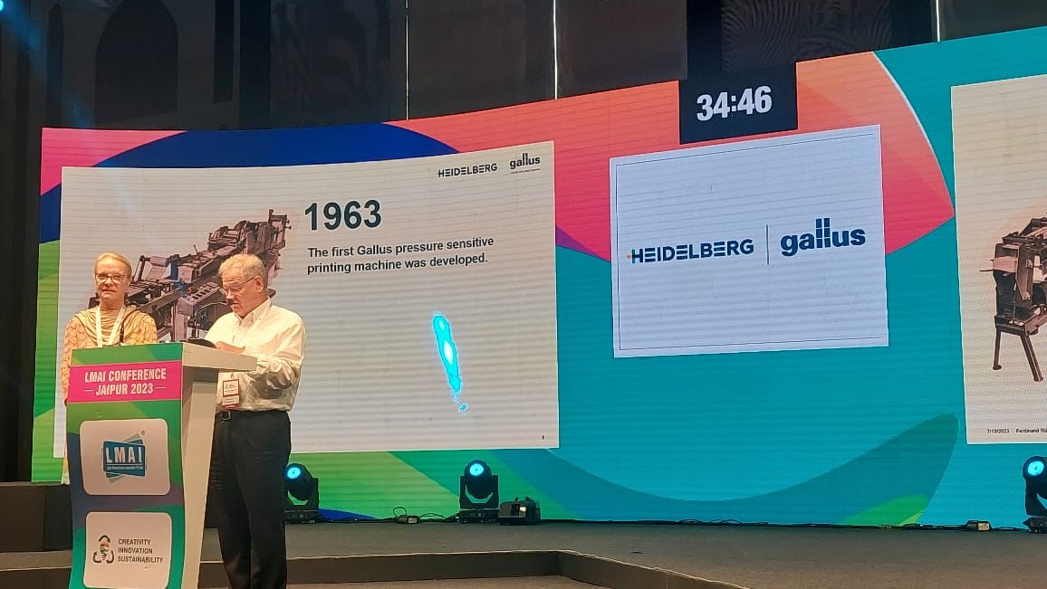 printweekindia's tweet photo. Ferdinand Ruesch of Gallus took the LMAI Conference 2023 participants down memory lane when Gallusโ journey began in 1923, with the formation of a small, well-structured business to the latest Gallus One, and the new Gallus Innovation Centre in St Gallen
#LMAI #labels https://t.co/eoMPJMxk8K