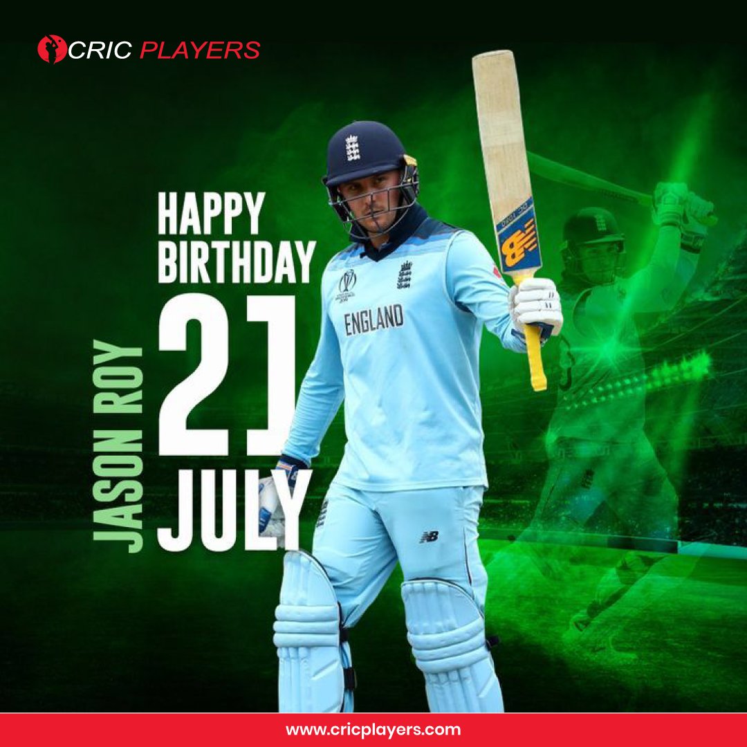 Sending our best wishes to the man with the golden bat - happy birthday Jason Roy! 🎁🏏🎈 
.
.
#CricketCelebrations #JasonRoy #BirthdayWishes #HappyBirthday #EnglandCricket