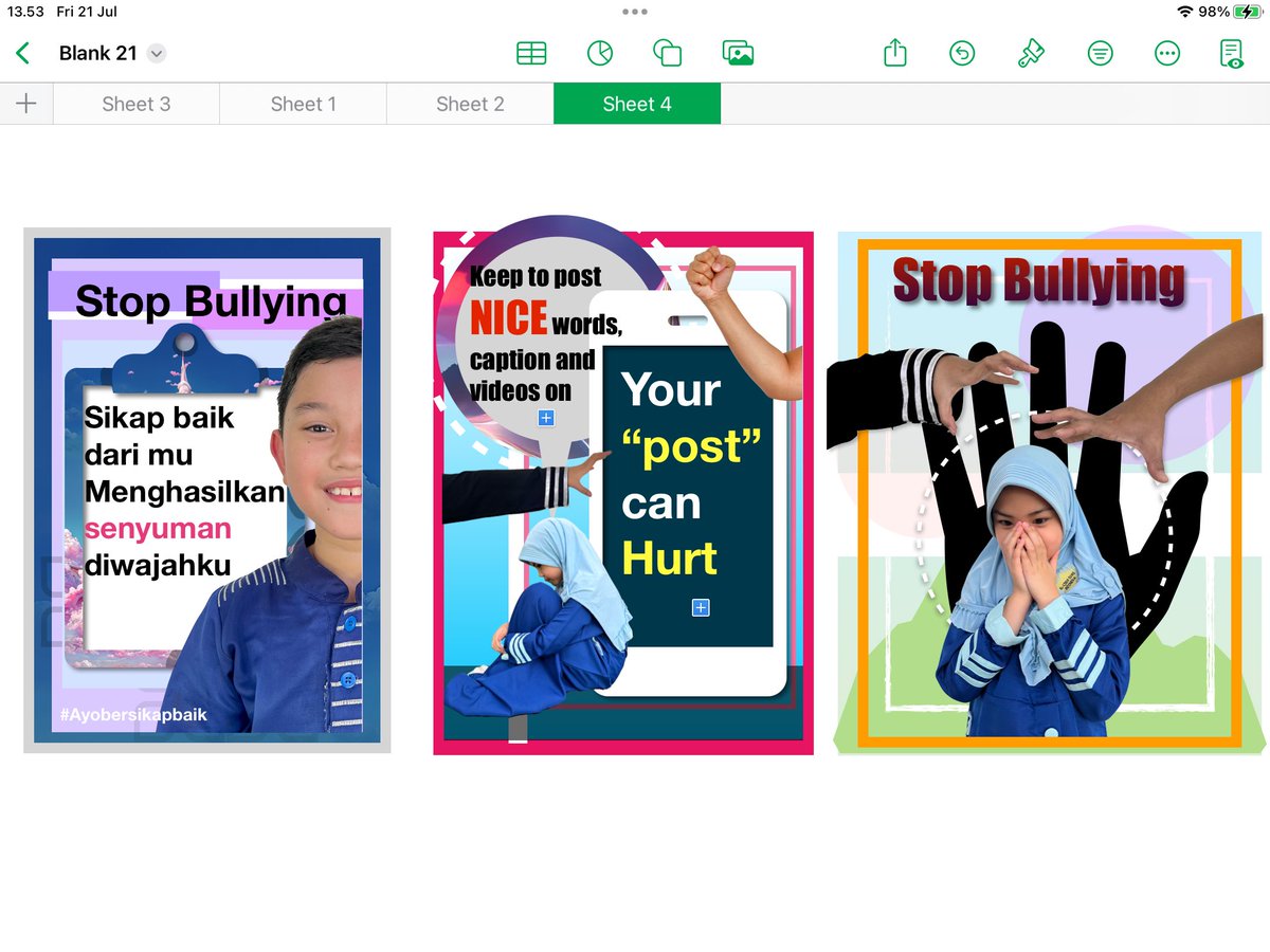ADE_Rahmat_Indo's tweet photo. Just playing with number apps to create poster for stop bullying at school #apple #ade2023 #ipadclass @AppleEDU https://t.co/soPBgI4I7S