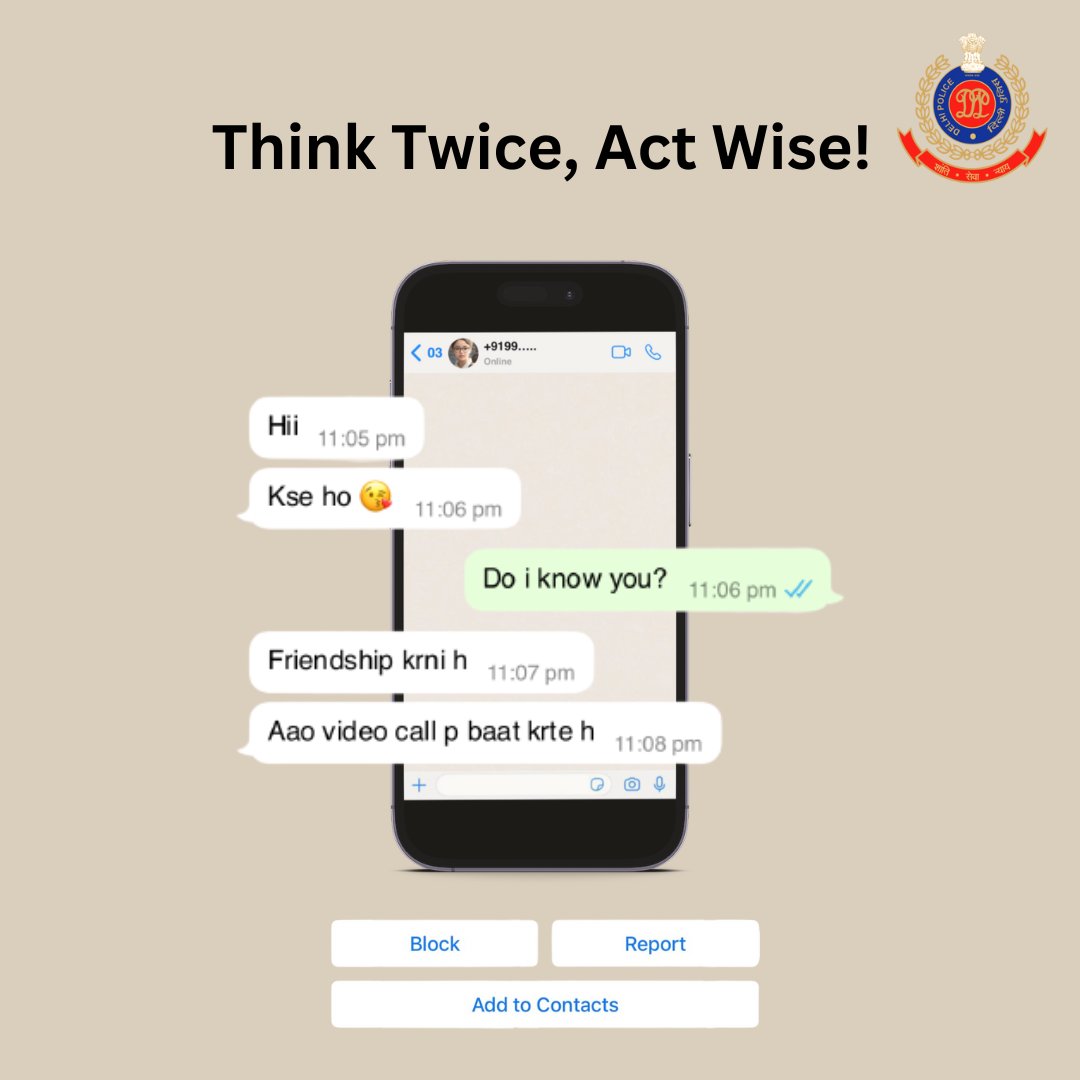 Sexting can lead to serious legal and social consequences. 
Think twice before sharing obscene messages or videos.

@DCP_CCC_Delhi 
#ThinkBeforeYouShare
#SextingAwareness
