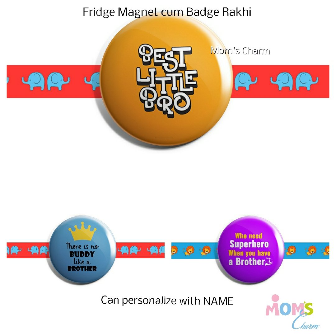 Personalized Magnet Rakhis

> Can be used as Fridge Magnet
> Name can be personalized 
> Pic can be customized on the round rakhis
> Random thread / ribbon color
> Fixed font

Thoughtful Gifting by *Mom's Charm*

*Website* :
https://t.co/PMSOFAa7TJ https://t.co/u07Gk93I8V