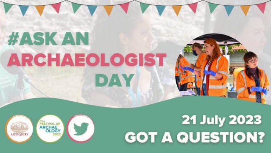 AskAnArchDay's tweet photo. It is #AskAnArchaeologist day, sponsored by @AntiquityJ 🔍
Simply ask a question using the #AskAnArchaeologist hashtag or follow us on here and any archaeologist who has an answer is encouraged to respond! Pop back to this account from 10am to check out our answers and prompts! https://t.co/uAtH6FxJ9U