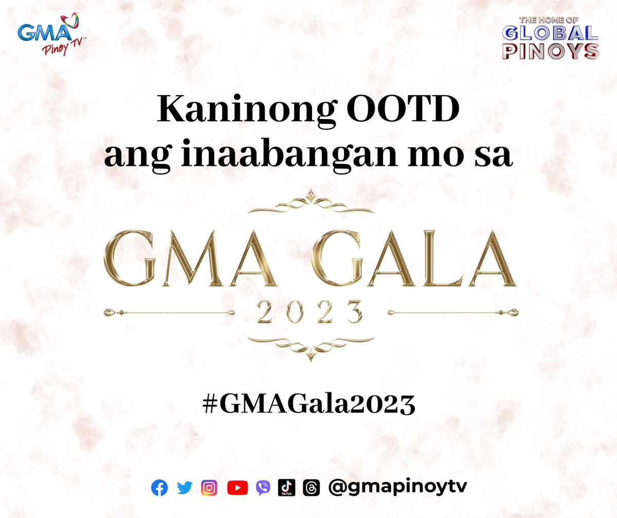 gmapinoytv's tweet photo. Kaninong OOTD ang inaabangan mo sa #GMAGala2023?

Panoorin ang livestream nito sa GMA Pinoy TV Facebook page ngayong July 22. I-follow na rin ang ating social media accounts para sa behind-the-scenes photos and videos! https://t.co/5vB1MLDfbu