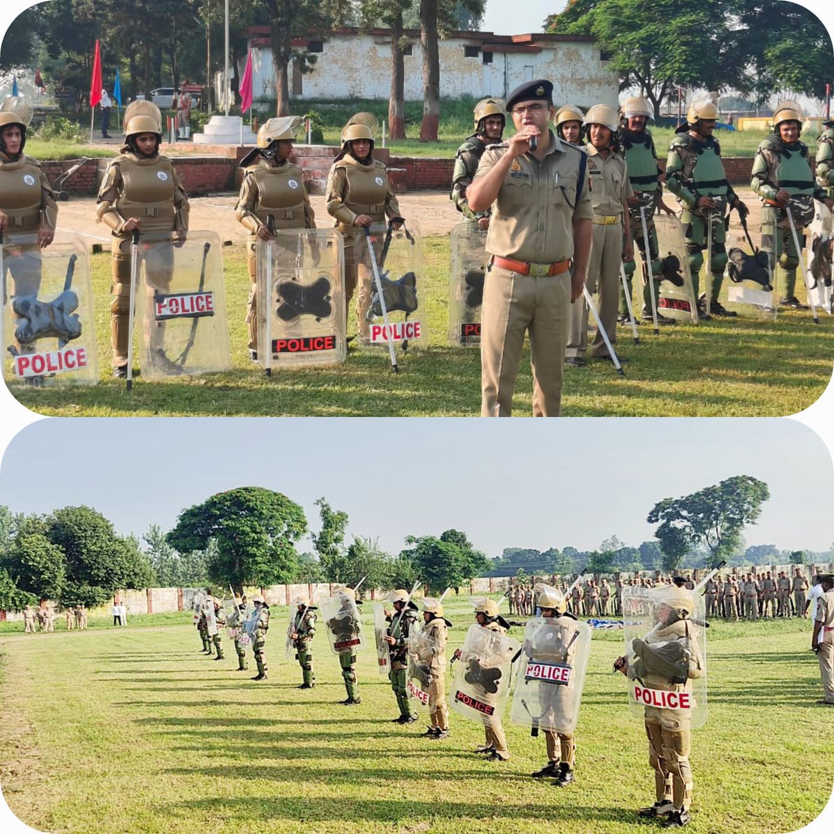 amrohapolice's tweet photo. #SP_ अमरोहा @langeh_ips द्वारा शुक्रवार परेड के उपरान्त पुलिस लाइन में आकस्मिक परिस्थिति, दंगा/बलवा आदि से निपटने व नियंत्रण हेतु पुलिसकर्मियों को दंगा नियन्त्रण उपकरणों से बलवा ड्रिल का अभ्यास कराया गया,शस्त्र हैंडलिंग का प्रशिक्षण व अर्दली रुम कर आवश्यक दिशा निर्देश दिये गये। https://t.co/BuFx2frwAs