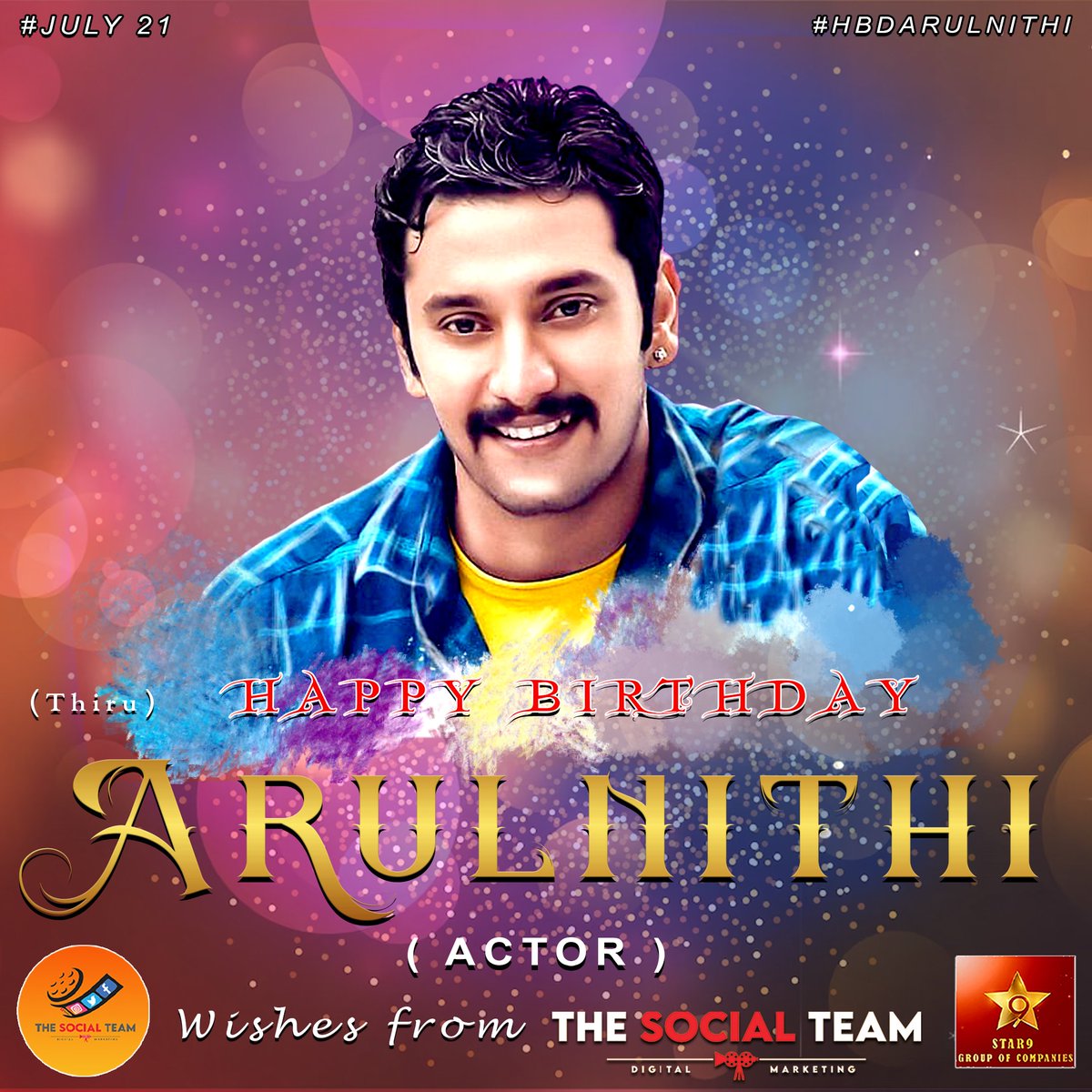 HAPPY BIRTHDAY Wishes From THE SOCIAL TEAM 💐 😄 🥳
@arulnithitamil @Arthickjayam @VIJJITH1 
#happybirthdayarulnithi #HappyBirthday #birthday #HBDArulnithi #birthdaywishes #actor #tamilactor #viral #viralpost #suntv #trending #TrendingNow