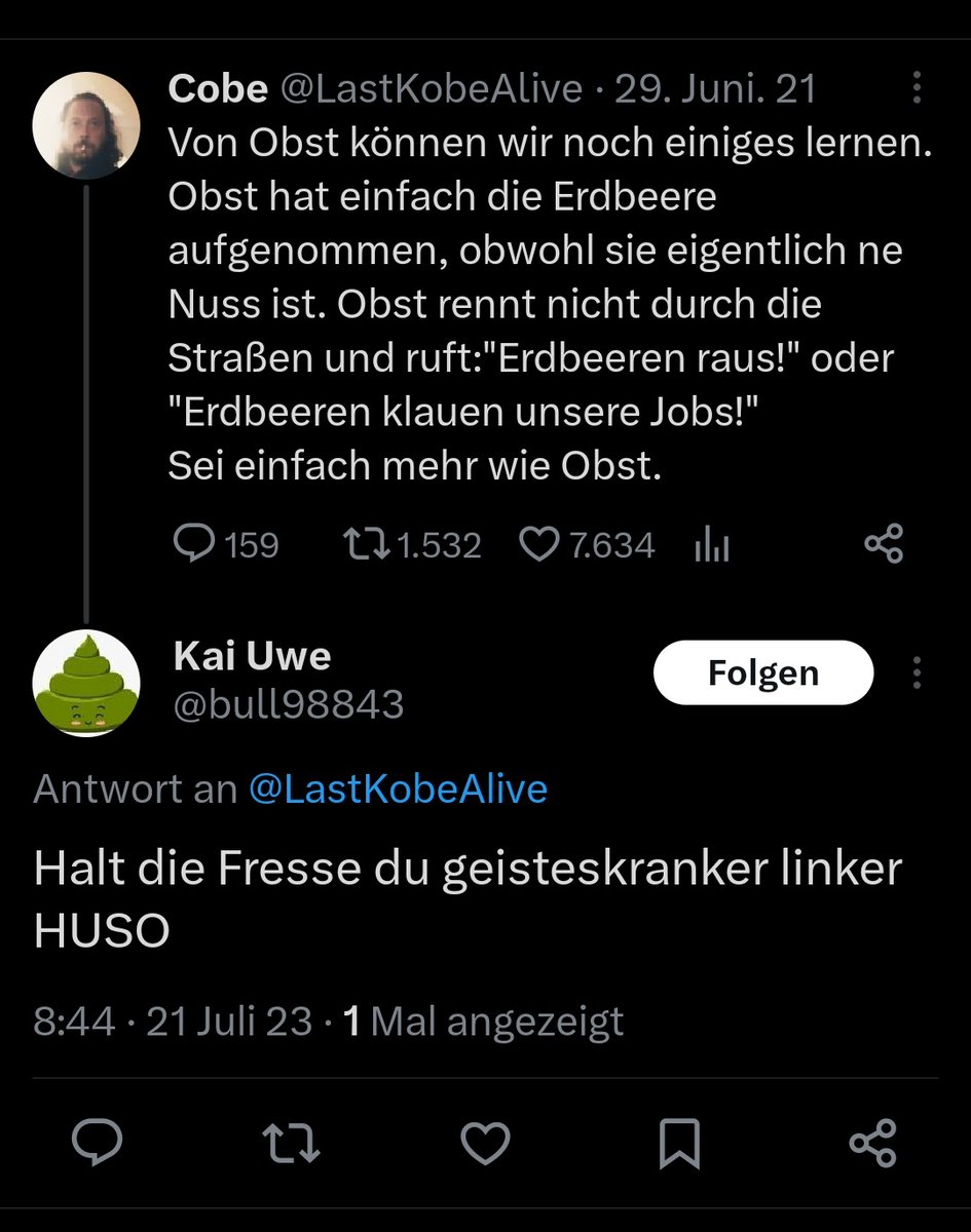 Da mag aber jemand WIRKLICH kein Obst.