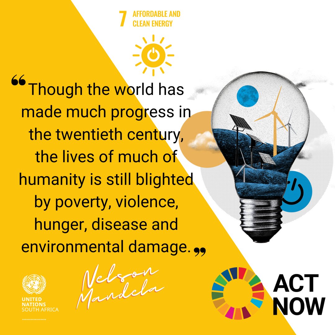 UNinSouthAfrica's tweet image. #SustainableDevelopmentGoal 7 is a powerful call to action for affordable &amp;amp; clean energy access worldwide. By prioritizing #renewable sources♻️ &amp;amp; energy efficiency, we can combat climate change, improve lives &amp;amp; empower communities. Together, we can light up the future!💡 #SDG7