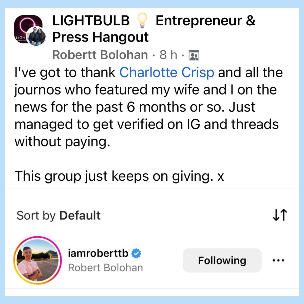 Lightbulb members do so much press that they get blue ticks.