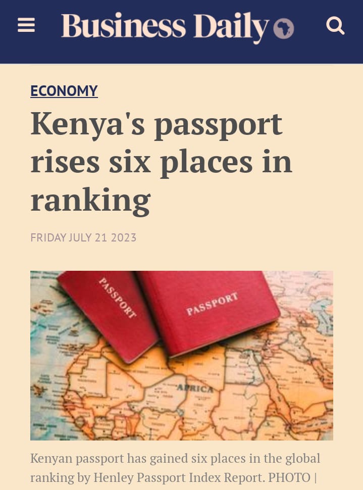 Sam Terriz on Twitter "ECONOMY UPDATE Kenya's Passport Ranks Higher
