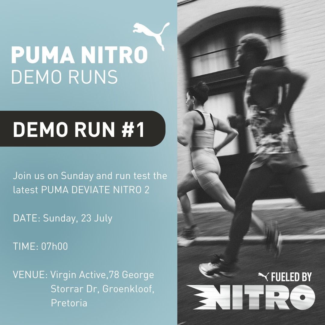 farananiac1's tweet photo. Come join us this Sunday!
FARANANI AC is hosting the PUMA NITRO DEMO RUN #1 in the lead up to the Absa RUN YOUR CITY TSHWANE 10K.
There will be lucky draw prizes up for grabs, as well as, PUMA NITRO demo shoes to run in.
#FarananiAC💙
#BlueTrainMovingForwardWithAPurpose💙 https://t.co/NlDsO1jt6E