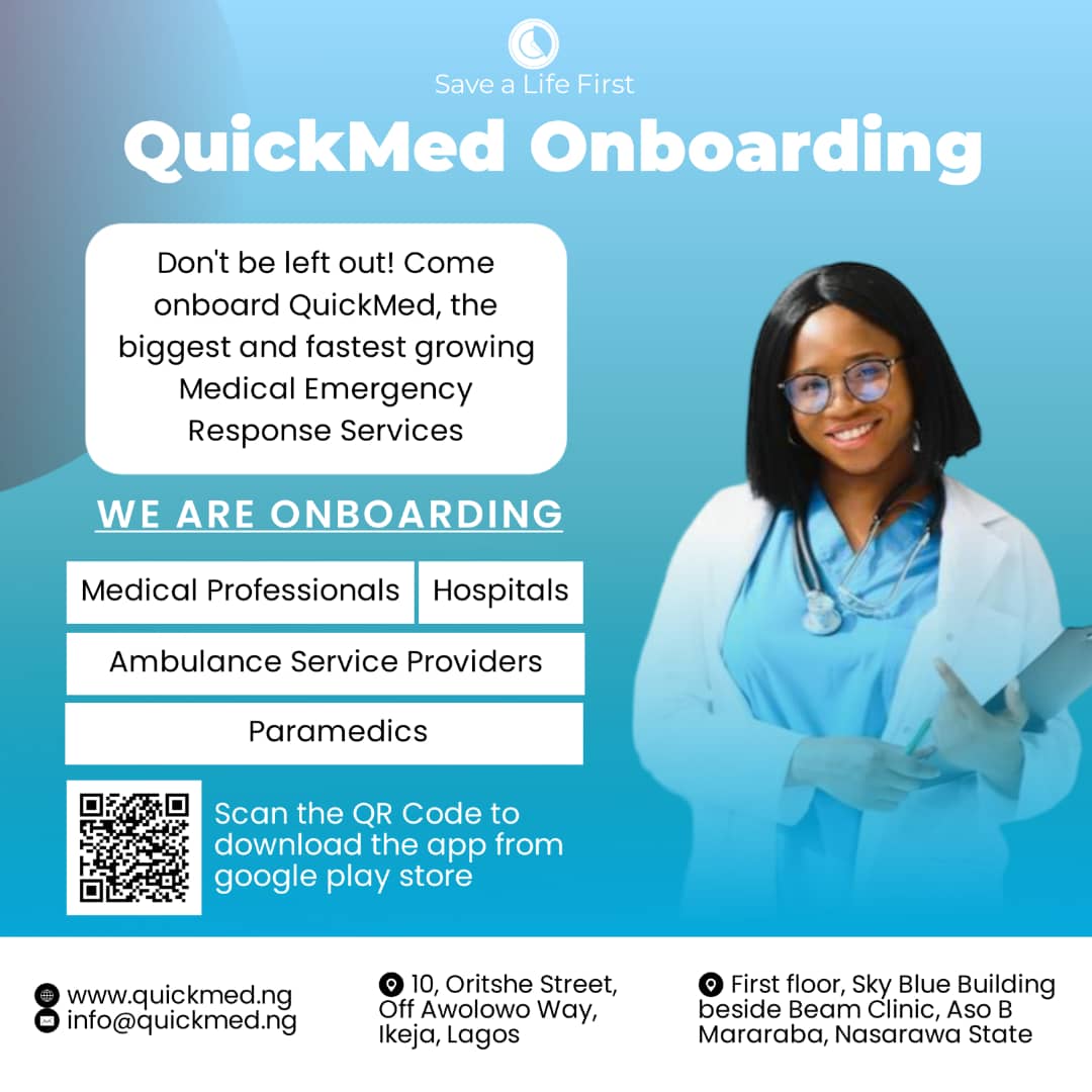 7signxx's tweet photo. The best form of disaster management is preparedness. Connect to medical service providers fast and in real time.
Come on board by downloading the QuickMed App on Playstore:
https://t.co/xs0qyUOfZq
#QuickMed #medic #paramedics #Emergency https://t.co/xa5xfma34E